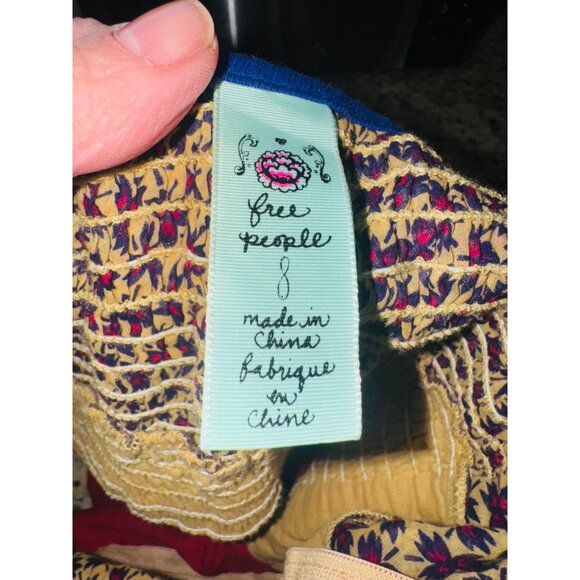 Free People Strapless Cottage Core Feminine Floral Dress Smocked Y2K empire - Picture 5 of 10